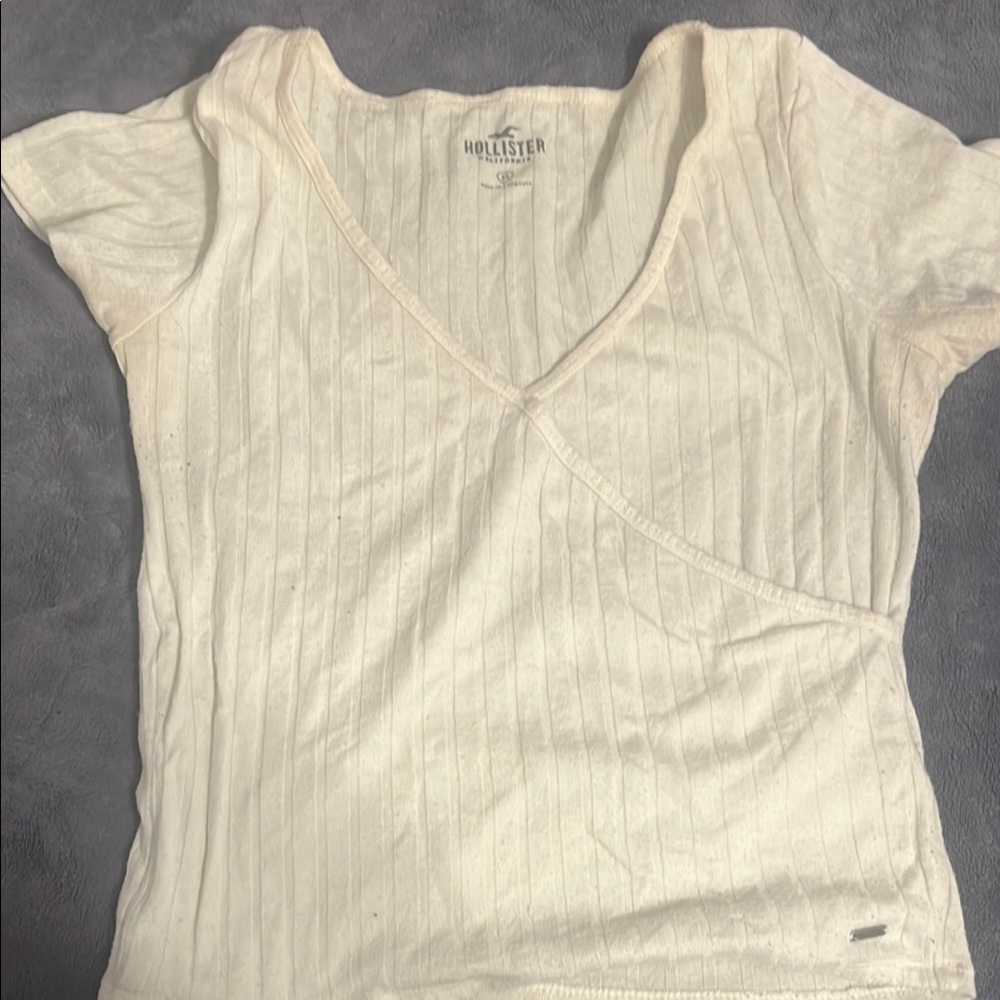 Hollister Cream Ribbed Wrap T-Shirt